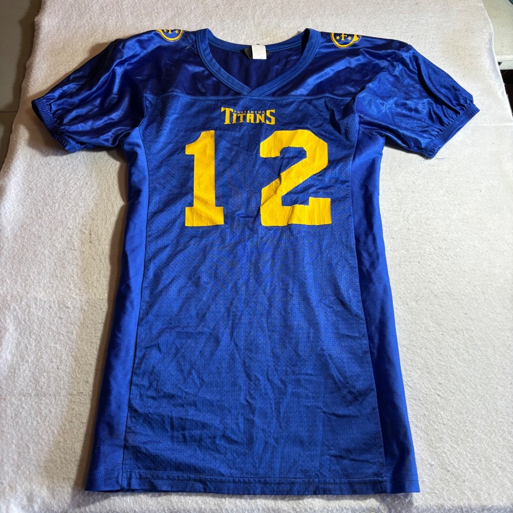 Fullerton Titans Football Jersey Number 12 Blue Yellow Wilson Medium Men
